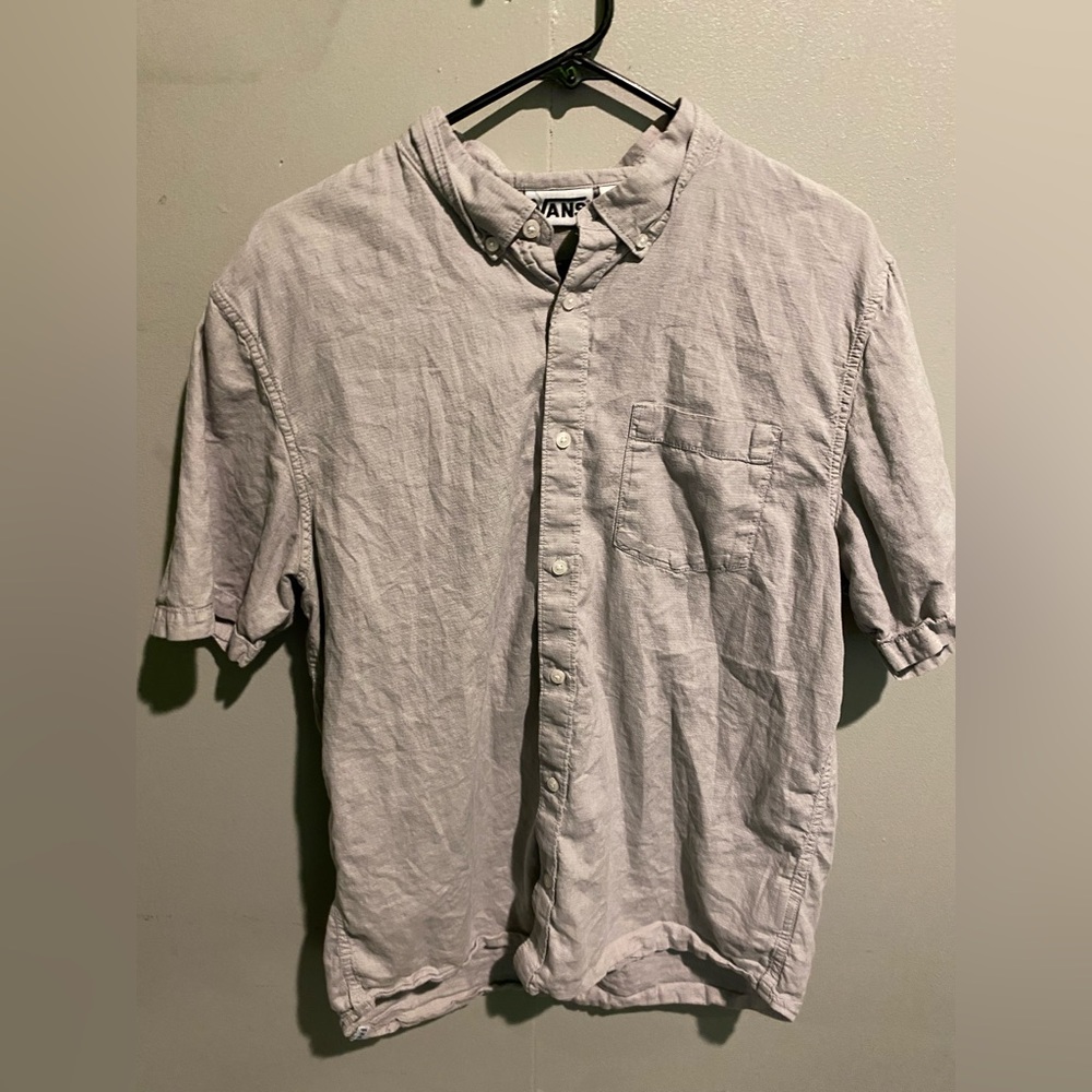 grey vans long sleeve button up dress shirt